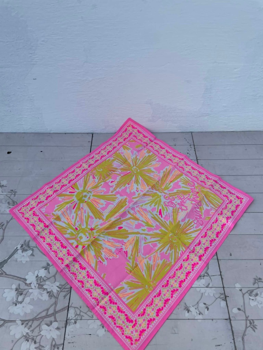 Lilly Pulitzer Pink and Yellow Floral Scarf - Picture 2 of 6